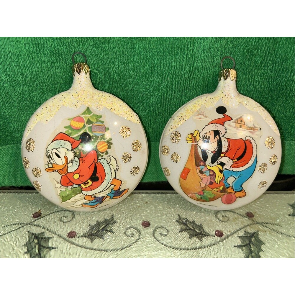 Walt Disney Co Donald Duck and Goofy Vintage Ornament Set By Kurt Adler